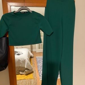 Green Crop Top & Pant Set (size 4)